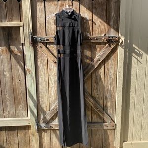 Sugarlips Sleeveless Black Maxi Dress with Sheer Panels